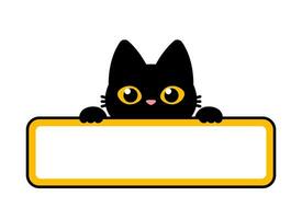 mignonne noir chat vecteur étiquette