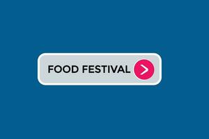 Nouveau nourriture Festival site Internet, Cliquez sur bouton, niveau, signe, discours, bulle bannière, vecteur