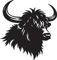 yak animal tête vecteur silhouette illustration noir Couleur 18