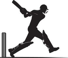 joueur de cricket pose vecteur silhouette