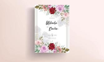 carte d'invitation de mariage élégante avec de beaux ornements floraux vecteur