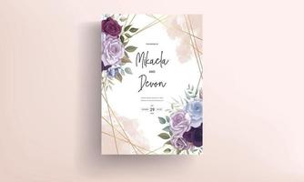 belle conception de modèle de carte d'invitation de mariage floral vecteur