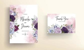 carte d'invitation de mariage floral délicat dessiné à la main vecteur