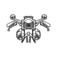 ancien moto tête de face vue vecteur main dessin noir et blanc