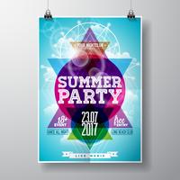 Vector Summer Beach Party Flyer Design avec des éléments typographiques