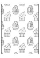 pages à colorier cactus mignons succulents adultes livre de coloriage vecteur