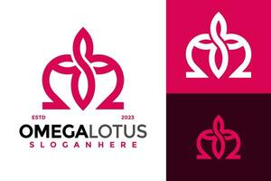 lettre m oméga lotus logo conception vecteur symbole icône illustration