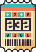 coloré loterie billet avec Nombres et une code à barre vecteur illustration, loterie jeu, tombola, tirage au sort, chance, loto, et porte prix billet Stock vecteur image