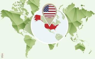 infographie pour uni États de Amérique, détaillé carte de Etats-Unis avec drapeau. vecteur