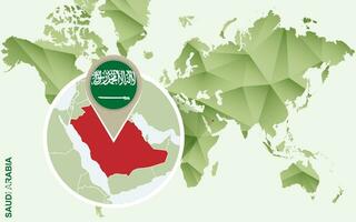 infographie pour saoudien Saoudite, détaillé carte de saoudien Saoudite avec drapeau. vecteur