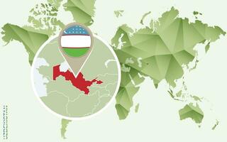 infographie pour Ouzbékistan, détaillé carte de Ouzbékistan avec drapeau. vecteur
