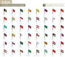 isométrique drapeau collection, des pays de Asie. vecteur