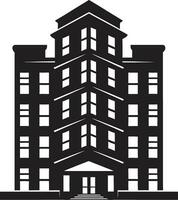 élégant résidence dans le ville noir vecteur art horizon élégance dévoilé appartement bâtiment logo