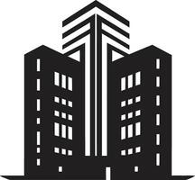 moderne ville icône noir vecteur emblème noir gratte-ciel symbole appartement logo