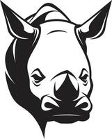 monochromatique la magie rhinocéros emblème dans les noirs sauvage élégance le art de le savane noir vecteur rhinocéros logos royal charme