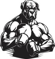 noir et audacieux boxeur chien vecteur mascotte iconique athlétisme noir logo avec boxeur chien