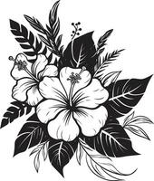 vecteur talent artistique redéfini tropical floral emblème exotique beauté dévoilé noir logo avec botanique fleurs