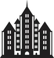 majestueux appartement complexe noir logo éclat noir et audacieux appartement bâtiment vecteur icône