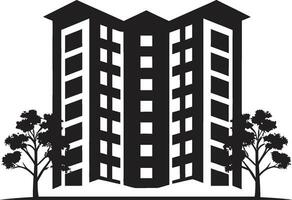 architectural merveille noir logo conception Urbain oasis appartement bâtiment vecteur icône