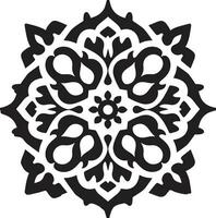 géométrique floral la magie noir arabe carrelage emblème noir et argent emblème arabe floral logo vecteur
