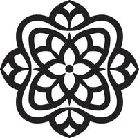 vecteur arabesque charme noir logo avec fleurs exquis géométrique talent artistique arabe floral icône