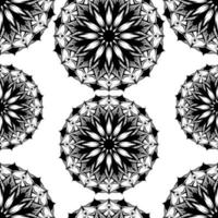 mandala dessiné à la main en noir et blanc vecteur