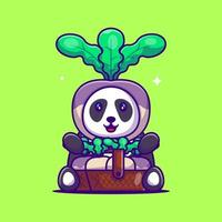 panda d'illustrations vectorielles de dessin animé mignon avec costume de navet. vecteur