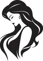 iconique simplicité vecteur icône avec noir femelle profil mystique regard emblème avec une les femmes visage dans noir