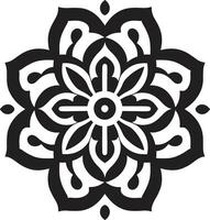 exquis géométrique motifs arabe floral icône dans noir arabe trésors dans monochrome floral emblème avec fleurs vecteur