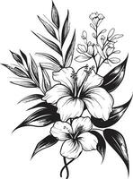élégant oasis botanique tropical floral logo iconique paradis déchaîné noir emblème conception vecteur