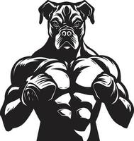 vecteur talent artistique athlétique boxeur emblème dans noir boxeur Puissance noir logo conception avec chien icône