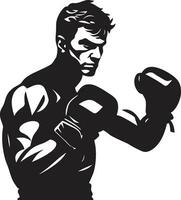 noir et dynamique boxe homme vecteur symbole majestueux combattant pugilistique homme logo