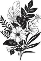 tropical élégance noir logo conception avec floral icône noir et audacieux botanique floral vecteur emblème