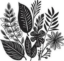 tropical sérénité vecteur icône dans noir vecteur talent artistique exotique floral emblème dans noir