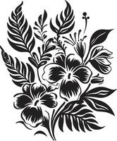 luxuriant botanique beauté noir floral logo vecteur icône tropical splendeur botanique floral emblème dans noir