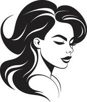 féminin élégance logo avec les femmes visage dans noir élégance capturé noir logo avec femelles visage vecteur