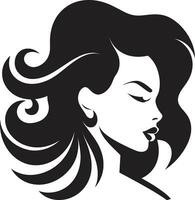 iconique la féminité noir visage conception emblème mystérieux séduire femelle visage logo dans monochrome vecteur