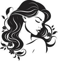 féminin sérénité noir logo avec une les femmes visage iconique simplicité vecteur icône avec femelles visage