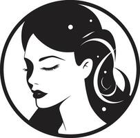 subtil charme noir logo avec femelles profil dans monochrome sculpté beauté noir femelle visage emblème dans monochrome vecteur
