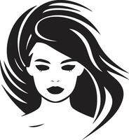 intemporel séduire noir visage conception emblème élégance dans monochrome femelle visage logo vecteur