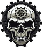 cyber gothique crâne icône le mélange de époques abstrait robo crâne une numérique odyssée vecteur