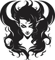 sensuel séduction diabolique démon emblème conception étouffant enchantement dans noir iconique démon logo vecteur