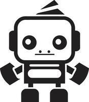 encre noir innovateur une élégant mascotte emblème technologie Titan une noir vecteur mini robot icône