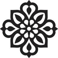 floral harmonie déchaîné arabe carrelage logo icône arabe trésors dans noir et argent floral modèle emblème vecteur