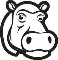 contemporain hippopotame dans noir hippopotame profil silhouette emblème vecteur