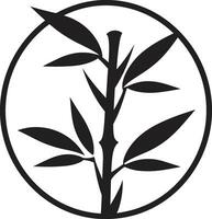 majestueux Zen art noir bambou logo emblème bambou élégance déchaîné noir vecteur icône