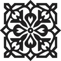 élégant floral symétrie arabe carrelage emblème complexe floral la magie arabe logo dans noir vecteur