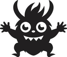noir et charmant dessin animé monstre vecteur symbole monstrueux mascotte dessin animé monstre logo