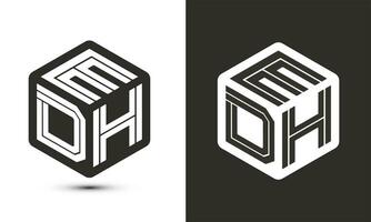 edh lettre logo conception avec illustrateur cube logo, vecteur logo moderne alphabet Police de caractère chevauchement style.