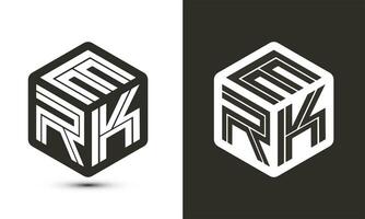 erk lettre logo conception avec illustrateur cube logo, vecteur logo moderne alphabet Police de caractère chevauchement style.